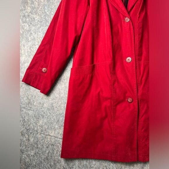 Gallery Womens Hooded Coat M Red Button/Zip Closure With Pockets - Picture 2 of 9